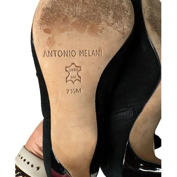 Antonio Melani Suede Zip Y2K Shootie Stiletto Peep Toe Booties Size 7.5 Black - Picture 8 of 9